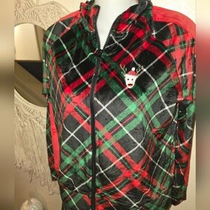 Christmas Plaid Women's Velour Track Suit Red, Green, Black